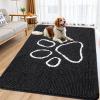 imageSmiry Dog Door Mat for Muddy Paws Absorbent Dirt Trapper Non Slip Quick Dry Washable Chenille Mat for Mud Dogs Entry Rug for Indoor and Outdoor 36x24 Inches Coffee and BlackBlack and White