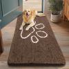 imageSmiry Dog Door Mat for Muddy Paws Absorbent Dirt Trapper Non Slip Quick Dry Washable Chenille Mat for Mud Dogs Entry Rug for Indoor and Outdoor 36x24 Inches Coffee and BlackCoffee and White