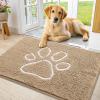 imageSmiry Dog Door Mat for Muddy Paws Absorbent Dirt Trapper Non Slip Quick Dry Washable Chenille Mat for Mud Dogs Entry Rug for Indoor and Outdoor 36x24 Inches Coffee and BlackBeige and White