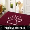 imageSmiry Dog Door Mat for Muddy Paws Absorbent Dirt Trapper Non Slip Quick Dry Washable Chenille Mat for Mud Dogs Entry Rug for Indoor and Outdoor 36x24 Inches Coffee and BlackBurgundy and White