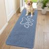 imageSmiry Dog Door Mat for Muddy Paws Absorbent Dirt Trapper Non Slip Quick Dry Washable Chenille Mat for Mud Dogs Entry Rug for Indoor and Outdoor 36x24 Inches Coffee and BlackAiry Blue and White