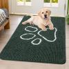 imageSmiry Dog Door Mat for Muddy Paws Absorbent Dirt Trapper Non Slip Quick Dry Washable Chenille Mat for Mud Dogs Entry Rug for Indoor and Outdoor 36x24 Inches Coffee and BlackGreen and White