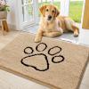 imageSmiry Dog Door Mat for Muddy Paws Absorbent Dirt Trapper Non Slip Quick Dry Washable Chenille Mat for Mud Dogs Entry Rug for Indoor and Outdoor 36x24 Inches Coffee and BlackBeige and Black