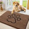 imageSmiry Dog Door Mat for Muddy Paws Absorbent Dirt Trapper Non Slip Quick Dry Washable Chenille Mat for Mud Dogs Entry Rug for Indoor and Outdoor 36x24 Inches Coffee and BlackCoffee and Black