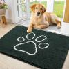 imageSmiry Dog Door Mat for Muddy Paws Absorbent Dirt Trapper Non Slip Quick Dry Washable Chenille Mat for Mud Dogs Entry Rug for Indoor and Outdoor 36x24 Inches Coffee and BlackGreen and White
