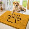 imageSmiry Dog Door Mat for Muddy Paws Absorbent Dirt Trapper Non Slip Quick Dry Washable Chenille Mat for Mud Dogs Entry Rug for Indoor and Outdoor 36x24 Inches Coffee and BlackGolden Yellow and Black