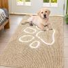 imageSmiry Dog Door Mat for Muddy Paws Absorbent Dirt Trapper Non Slip Quick Dry Washable Chenille Mat for Mud Dogs Entry Rug for Indoor and Outdoor 36x24 Inches Coffee and BlackBeige and White
