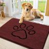 imageSmiry Dog Door Mat for Muddy Paws Absorbent Dirt Trapper Non Slip Quick Dry Washable Chenille Mat for Mud Dogs Entry Rug for Indoor and Outdoor 36x24 Inches Coffee and BlackCaramel Russet and Black