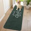 imageSmiry Dog Door Mat for Muddy Paws Absorbent Dirt Trapper Non Slip Quick Dry Washable Chenille Mat for Mud Dogs Entry Rug for Indoor and Outdoor 36x24 Inches Coffee and BlackGreen and White