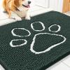 imageSmiry Dog Door Mat for Muddy Paws Absorbent Dirt Trapper Non Slip Quick Dry Washable Chenille Mat for Mud Dogs Entry Rug for Indoor and Outdoor 36x24 Inches Coffee and BlackGreen and White