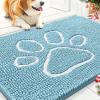 imageSmiry Dog Door Mat for Muddy Paws Absorbent Dirt Trapper Non Slip Quick Dry Washable Chenille Mat for Mud Dogs Entry Rug for Indoor and Outdoor 36x24 Inches Coffee and BlackSky Blue and White