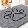 imageSmiry Dog Door Mat for Muddy Paws Absorbent Dirt Trapper Non Slip Quick Dry Washable Chenille Mat for Mud Dogs Entry Rug for Indoor and Outdoor 36x24 Inches Coffee and BlackGrey and Black