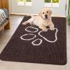 imageSmiry Dog Door Mat for Muddy Paws Absorbent Dirt Trapper Non Slip Quick Dry Washable Chenille Mat for Mud Dogs Entry Rug for Indoor and Outdoor 36x24 Inches Coffee and BlackBrown and White