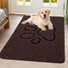 imageSmiry Dog Door Mat for Muddy Paws Absorbent Dirt Trapper Non Slip Quick Dry Washable Chenille Mat for Mud Dogs Entry Rug for Indoor and Outdoor 36x24 Inches Coffee and BlackBrown and Black