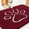 imageSmiry Dog Door Mat for Muddy Paws Absorbent Dirt Trapper Non Slip Quick Dry Washable Chenille Mat for Mud Dogs Entry Rug for Indoor and Outdoor 36x24 Inches Coffee and BlackBurgundy and White