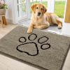 imageSmiry Dog Door Mat for Muddy Paws Absorbent Dirt Trapper Non Slip Quick Dry Washable Chenille Mat for Mud Dogs Entry Rug for Indoor and Outdoor 36x24 Inches Coffee and BlackWarm Taupe and Black