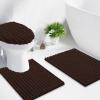 imageSmiry Soft Chenille Bathroom Toilet Lid Cover Stays in Place Rubber Backing Covers Machine Washable 175x15 Fits Most Round Elongated and Oblong Lids Accessories Decor GreyBrown