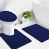 imageSmiry Soft Chenille Bathroom Toilet Lid Cover Stays in Place Rubber Backing Covers Machine Washable 175x15 Fits Most Round Elongated and Oblong Lids Accessories Decor GreyNavy Blue