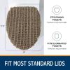imageSmiry Soft Chenille Bathroom Toilet Lid Cover Stays in Place Rubber Backing Covers Machine Washable 175x15 Fits Most Round Elongated and Oblong Lids Accessories Decor GreyCamel