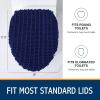 imageSmiry Soft Chenille Bathroom Toilet Lid Cover Stays in Place Rubber Backing Covers Machine Washable 175x15 Fits Most Round Elongated and Oblong Lids Accessories Decor GreyNavy Blue