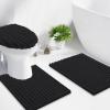 imageSmiry Soft Chenille Bathroom Toilet Lid Cover Stays in Place Rubber Backing Covers Machine Washable 175x15 Fits Most Round Elongated and Oblong Lids Accessories Decor GreyBlack