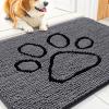 imageSmiry Dog Door Mat for Muddy Paws Absorbent Dirt Trapper Non Slip Quick Dry Washable Chenille Mat for Mud Dogs Entry Rug for Indoor and Outdoor 36x24 Inches Coffee and BlackDark Grey and Black