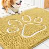 imageSmiry Dog Door Mat for Muddy Paws Absorbent Dirt Trapper Non Slip Quick Dry Washable Chenille Mat for Mud Dogs Entry Rug for Indoor and Outdoor 36x24 Inches Coffee and BlackYellow and White