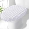 imageSmiry Soft Chenille Bathroom Toilet Lid Cover Stays in Place Rubber Backing Covers Machine Washable 175x15 Fits Most Round Elongated and Oblong Lids Accessories Decor GreyWhite