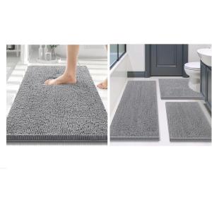 imageSmiry Bathroom Rugs and Mats Set of 4 Non Slip Absorbent Shaggy Bath Rug for Tub Shower and Bath Room 30 x 2047x2024x1624x20 Grey