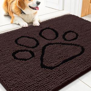 imageSmiry Dog Door Mat for Muddy Paws Absorbent Dirt Trapper Non Slip Quick Dry Washable Chenille Mat for Mud Dogs Entry Rug for Indoor and Outdoor 36x24 Inches Coffee and BlackBrown and Black