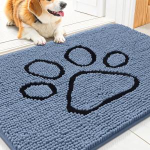 imageSmiry Dog Door Mat for Muddy Paws Absorbent Dirt Trapper Non Slip Quick Dry Washable Chenille Mat for Mud Dogs Entry Rug for Indoor and Outdoor 36x24 Inches Coffee and BlackAiry Blue and Black