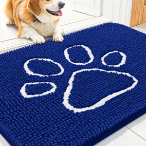 imageSmiry Dog Door Mat for Muddy Paws Absorbent Dirt Trapper Non Slip Quick Dry Washable Chenille Mat for Mud Dogs Entry Rug for Indoor and Outdoor 36x24 Inches Coffee and BlackRoyal Blue and White
