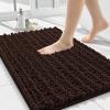 imageSmiry Bathroom Rugs Mat Set 2 Piece 24X16UShaped 24x20 Extra Soft Absorbent Non Slip Rubber Backing Machine Washable Quick Dry Chenille Bath Rug Set for Tub Shower and FloorBrown