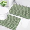 imageSmiry Bathroom Rugs Sets 2 Piece30x20 Plus 24x20 and Toilet Lid Cover 175x15 Soft and Absorbent Bath Mat Machine Washable NonSlip Plush Carpet Runner for Tub Shower and Home DecorSage Green