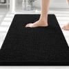 imageSmiry Bathroom Rugs and Mats Set of 4 Non Slip Absorbent Shaggy Bath Rug for Tub Shower and Bath Room 30 x 2030x2024x1624x20 Black