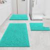 imageSmiry Chenille Bathroom Rugs 30x20 and UShaped Toilet Bath Rugs 24x20 Extra Soft and Absorbent Shaggy Bath Mat Machine Washable NonSlip Plush Carpet Turquoise