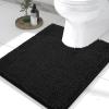 imageSmiry Chenille Bathroom Rugs 30x20 and UShaped Toilet Bath Rugs 24x2024x20 Extra Soft and Absorbent Shaggy Bath Mat Machine Washable NonSlip Plush Carpet Black