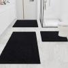 imageSmiry Chenille Bathroom Rugs 30x20 and UShaped Toilet Bath Rugs 24x24 Extra Soft and Absorbent Shaggy Bath Mat Machine Washable NonSlip Plush Carpet Black