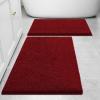 imageSmiry Chenille Bathroom Rugs 30x2024x16 and UShaped Toilet Bath Rugs 20x20 Extra Soft and Absorbent Shaggy Bath Mat Machine Washable NonSlip Plush Carpet Burgundy
