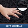 imageSmiry Chenille Bathroom Rugs 30x2030x20 and UShaped Toilet Bath Rugs 24x20 Extra Soft and Absorbent Shaggy Bath Mat Machine Washable NonSlip Plush Carpet Black