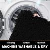 imageSmiry Chenille Bathroom Rugs 47x17 and UShaped Toilet Bath Rugs 24x20 Extra Soft and Absorbent Shaggy Bath Mat Machine Washable NonSlip Plush Carpet Black