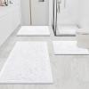 imageSmiry Chenille Bathroom Rugs and Mats Set of 3 Non Slip Absorbent Shaggy Bath Rug for Tub Shower and Bath Room 36x 2424x 16UShaped 24 x20 White