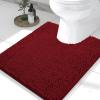 imageSmiry Christmas Luxury Chenille Toilet Rugs UShaped 24x20 and Holly Patterns Tablecloth 60x84 Inch Red