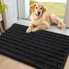 imageSmiry Dog Door Mat for Muddy Paws 30x20 Extra Soft Absorbent Chenille Doormat Trap Moisture and Dirt NonSlip Machine Washable Front Door Mat for Indoor Entrance Inside Floor GreyBlack