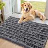 imageSmiry Dog Door Mat for Muddy Paws 30x20 Extra Soft Absorbent Chenille Doormat Trap Moisture and Dirt NonSlip Machine Washable Front Door Mat for Indoor Entrance Inside Floor GreyDark Grey