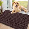 imageSmiry Dog Door Mat for Muddy Paws 30x20 Extra Soft Absorbent Chenille Doormat Trap Moisture and Dirt NonSlip Machine Washable Front Door Mat for Indoor Entrance Inside Floor GreyBrown