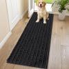 imageSmiry Dog Door Mat for Muddy Paws 30x20 Extra Soft Absorbent Chenille Doormat Trap Moisture and Dirt NonSlip Machine Washable Front Door Mat for Indoor Entrance Inside Floor GreyBlack