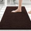 imageSmiry Front Door Mat Outside Entrance Brown 295 x 17 and Luxury Chenille Bathroom Rugs Brown 30 x 20 2 Item Bundle