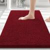 imageSmiry Front Door Mat Outside Entrance Red 295 x 17 and Luxury Chenille Bathroom Rugs Red 30 x 20 2 Item Bundle