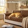 imageSmiry Fuzzy Couch Cover for Dogs Non Slip Washable Pet Sofa Cover Scratch Proof Hair Resistant Plush Sofa Slipcover Pet Friendly Couch Cushion Protector for Cat Camel 276 x 59Brown